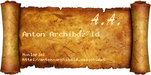 Anton Archibáld névjegykártya